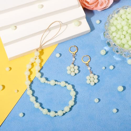 300 st. Glow in de donkere ronde kralen, groene lichtgevende kralen, Gumball Acryl Spacer 6/10/12mm kralen Bulk voor ketting, oorbel, DIY sieraden armband ornament sleutelhanger 4