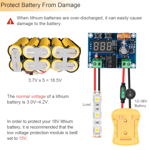 Verpakking van 2 Dewalt Batterij 20 V 18 V Power Inverter voor DIY RC Truck Car Light met 12 AWG Bedrading Hang, Switch en Fuse 5