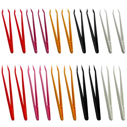 20 st Plastic Tweezers Craft Kleurrijke Plastic Non-Slip Craft Tweezers voor Sorteren en Tellen Elektronica Reparatie Kralen DIY Ambachten (5 kleuren)