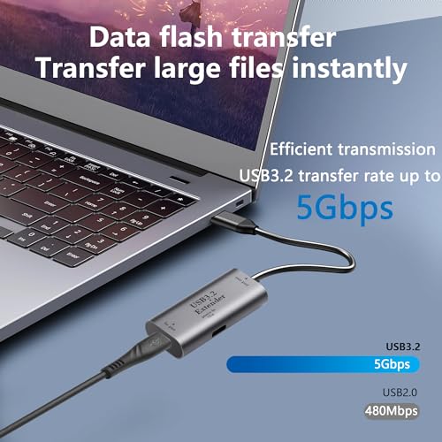 USB 3.2 naar USB C 5 Gbit/s Signal Booster Extension Adapter Breidt USB 3.2 uit tot USB C Power Port met 15W USB C Power Port