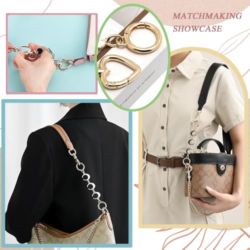 4 st. Bag Extender kettingband, leuke handtas vervanging wit & Black Extender vervanging accessoires metalen ketting met hart Crescent Maan patroon Belt Bag Making Supplies 5
