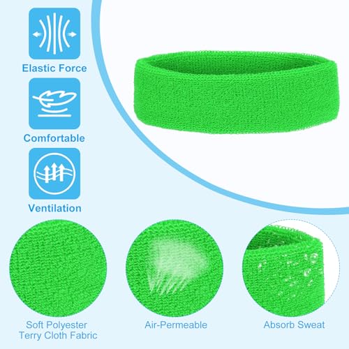 Sweatbands, 8 stuks Terry Sweatband voor vrouwen en mannen, Sport, Basketbal, Tennis, Athletic Gym, Training, Fruit Groen 3