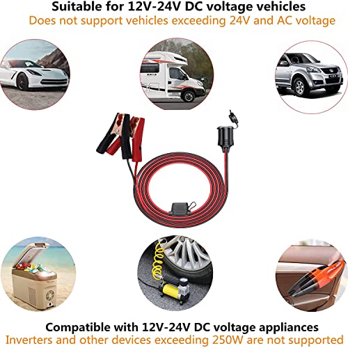 12V 24V Crocodile Clips Auto Sigaret Aansteker Plug naar Crocodile Clip Auto uitbreiding Kabeladapter, 150cm 16AWG 5