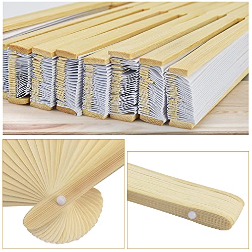 Verpakking van 20 Witte Ventilatoren voor Bruiloft Hand Ventilator DIY Papier Fans met Bamboo voor bruiloft, Verjaardag, Afstudeerbal, Zomerfeest 3