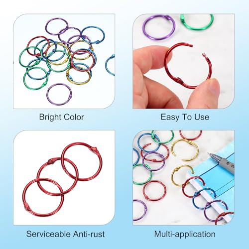 1 inch Loose Leaf Binder Rings, 50Stuks Binder Ring boek ringen metalen sleutelhangers voor Paper Index kaart Flash kaart boek DIY Scrapbook Notebook foto Album Office, blauw 3