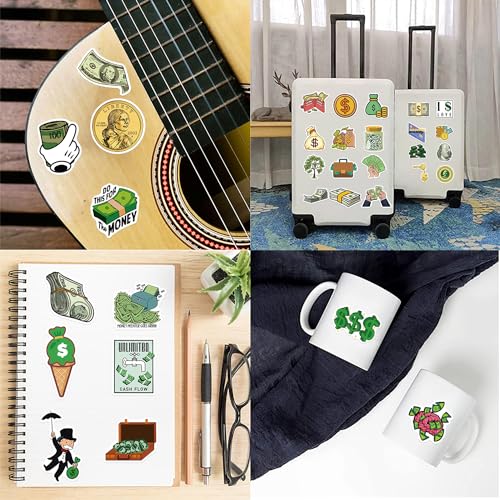 Gouden Munten Sticker Set voor tieners Volwassenen 50 stuks Gouden Munten Waterdichte Vinyl Stickers Automotor Fiets Skateboard Snowboard Bagage Laptop Koffer Helm Motorfiets