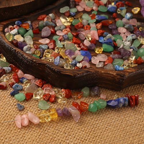 430 st. Edelstenen kralen, 7 Chakra set, het genezen van stenen met onregelmatige geborstelde gaten voor doe-het-zelf armbanden sieraden maken, natuurlijke stenen (7 Chakra) 3