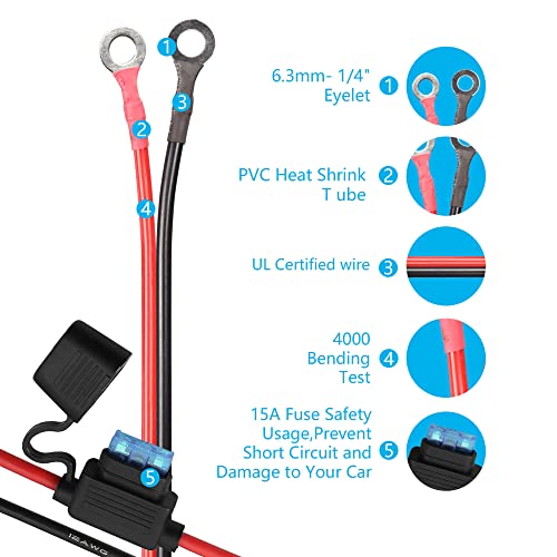 10f 16AWG Vrouwelijke Sigarettenaansteker Eyelet Plug High Performance Kabel met 15A Blade Fuse Houder 12V 24V DC Power Cable 5