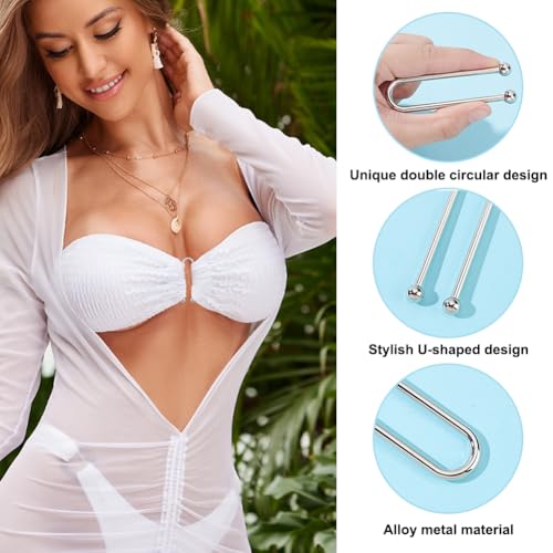 Verpakking van 10 Bikini Sluiting, U-Shaped Ring Buckle, Bikini Clips en Legering Clasps, voor Lingerie Zwempakken, Avond Jurken, Sweaters, Jurken, Blouses, Buckles Maken, platina 4