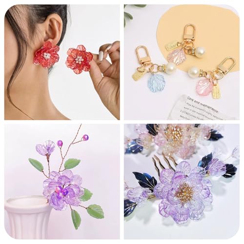 200st Bladhangers Shimmer Leaf Dangle Charms Transparante Petal Acryl Hangers AB Kleur sieraden Charm Bulk voor DIY oorbellen ketting sieraden maken, acryl, acryl 3