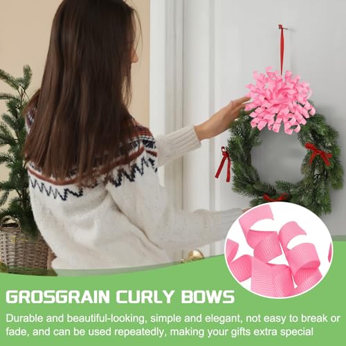 Grosgrain 4 Inch Curly Bows voor Cadeauverpakking, 6 stuks Zelfklevende Curly Libbons, Twist Bows, Kerst Burst, Cadeaubow voor Gifts, Bruiloft 4