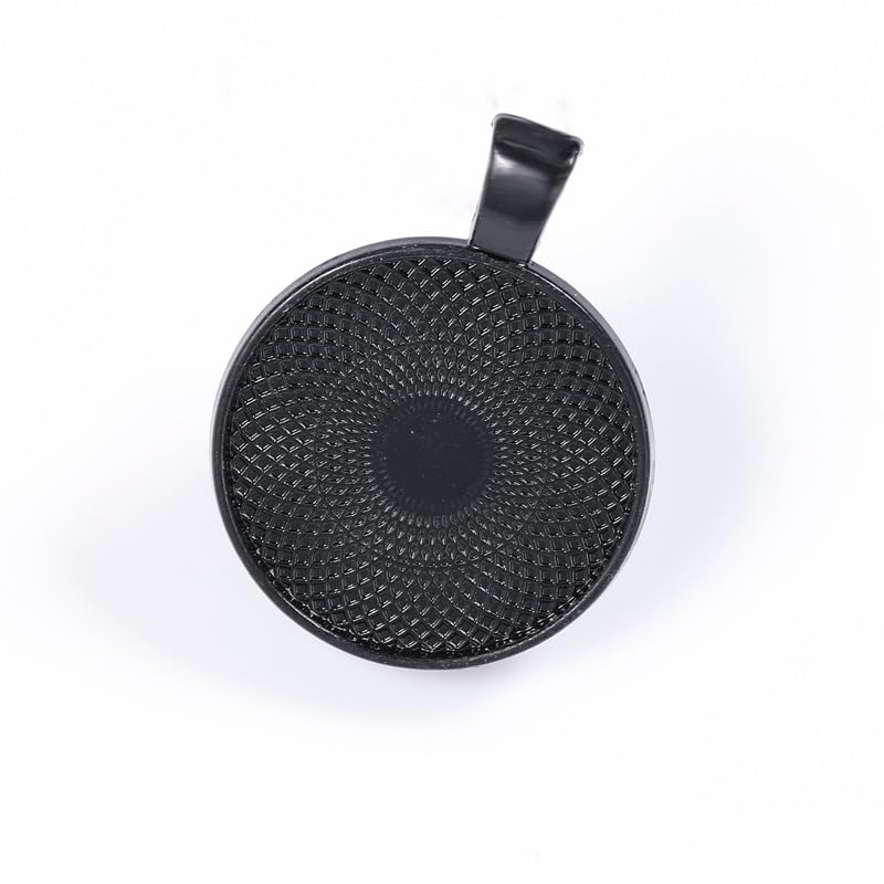 Hanger Pieces Bezel hangers Cabochon met 25mm glazen koepel Tegels Clear Cameo (zwart), Glass Metal, Created Diamond 3