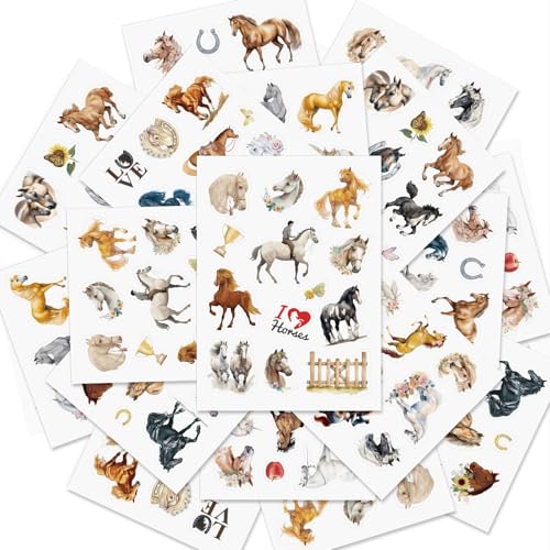 16 vellen paardenstickers, stickers voor kinderen, meisjescadeau, verjaardagsdecoratie en verjaardagscadeau voor kinderen