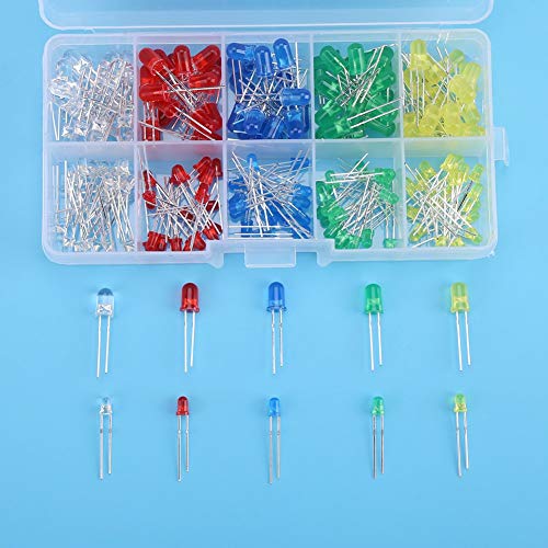 200Stuks 3mm 5mm Mini 5 Kleuren Lichte bollen LED Bollen Diverse rood geel wit Groen Blauw Ronde 2 Pin Diffused LED Luminous Diodes Kit Set met Labeled Plastic Opbergdoos 5