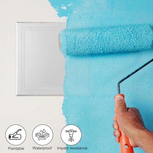 Zelfklevende toegangspaneel, ABS Loodgieter entreedeuren, eenvoudige wandgatenhoes voor gipsplaten, loodgieterswerk, elektrische kabels, bedrading, zilver, 250 x 250 mm 5