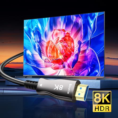 Ultra 8K Fiber HDMI Kabel High Speed HDMI 2.1 Kabel 48Gbps 8K@60Hz 4K@120 Hz Ondersteuning DDC CEC HPD eARC Compatibel met HDTV Xbox Blu-ray Monitor Laptop Projector (10FT) 5