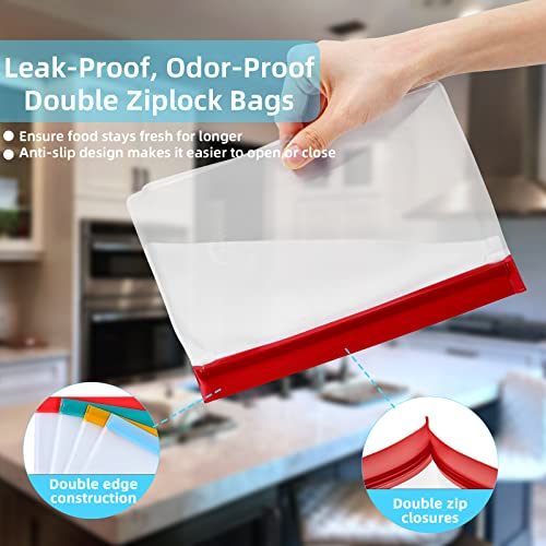 Herbruikbare voedselzakken, PEVA bevroren zakken met rits, 8 stuks 3