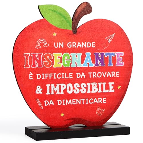 Educator geschenken voor kinderdagverblijf - Un grande insigne è difficile. - Italiaanse houten plank met onderstel - tafeldecoratie voor opvoeders 5