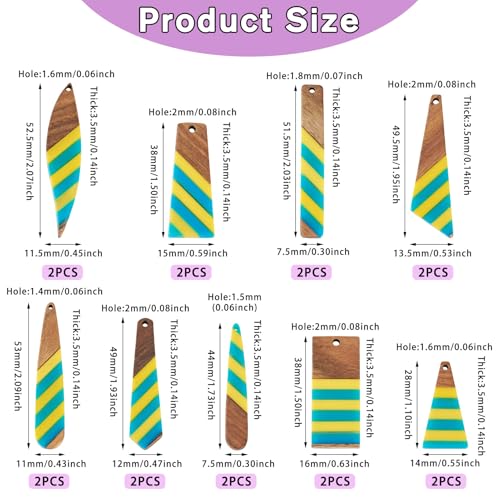 18 st. Natuurlijk hout Charms Hars Tear Drop Driehoek Dang Charms Rechthoekige Trapezoid Twee Toon Houten Hangers voor Craft Ketting sieraden DIY Oorbellen vrouwen 5