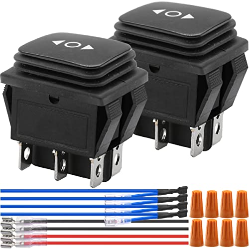 Torque Switch Polariteit achteruit Motor Schakelschakelaar DC12V 10A Boat Connection Control ON/Off/ON DPDT Switch met draad, 2PCS 6 Pin Waterdichte knopschakelaar voor RV