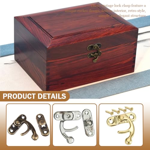 30st Vintage Lock Sluiting Antieke rechtse Latch Hook met 120 bevestigingsschroeven Swing Arm Latch voor meubels Houten doos sieraden kabinet Houten dozen Decoratie (3 kleuren) 4