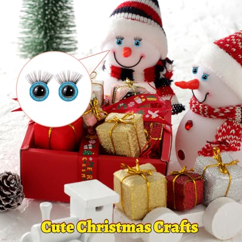 Haak speelgoed veiligheid ogen, 10 st 12mm Glitter Plastic veiligheidsogen met wimpers en ringen voor DIY haak dieren, Poppenpop Plush speelgoed 3