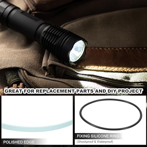1,7 inch Dia LED Lens, 6 Set gepolijste rand zaklamp vervanging delen glas lens met siliconen ring voor lichtbron lens vervanging, transparant 3