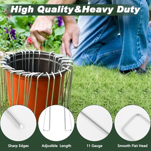 100 stuks U Gevormde tuinpolen, gegalvaniseerd staal landschap Pegs voor onkruid barrière sod stof decoraties, sterk en herbruikbaar met thermische gegalvaniseerd (ruwheid 2.5 3