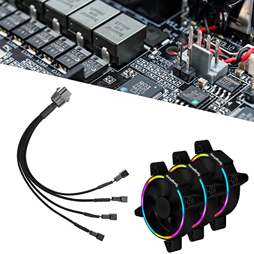 6 Pin PCIE tot 3/4 Pin Fan, 2 stuks 6 Pin PCIE Man tot 4 x 3 Pin 4 Pin PC Case Fan Conversion Cable voor PC Case Fan (1 tot 4) 4