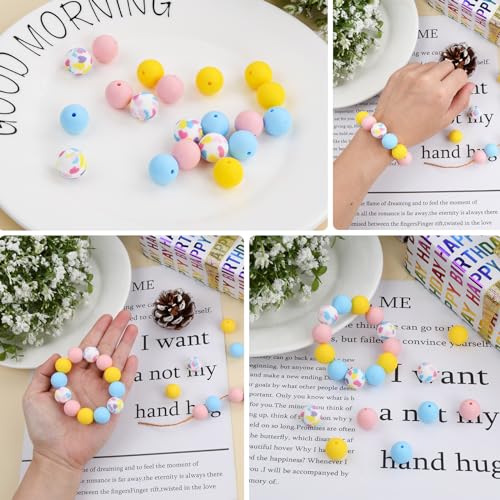 20 st. Siliconen kralen snoep kleur Losse kralen 15mm 4 soorten Kleurrijke Ronde Rubber Craft Kralen Set Matte Kleurrijke Craft Kralen Siliconen kralen voor Keychain armband 5