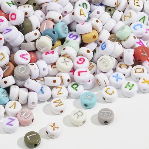 1000 st Acryl ronde alfabet kralen A-Z brief kralen acryl brief kralen voor sieraden het maken van alfabet kralen (Ronde zilveren kleur)