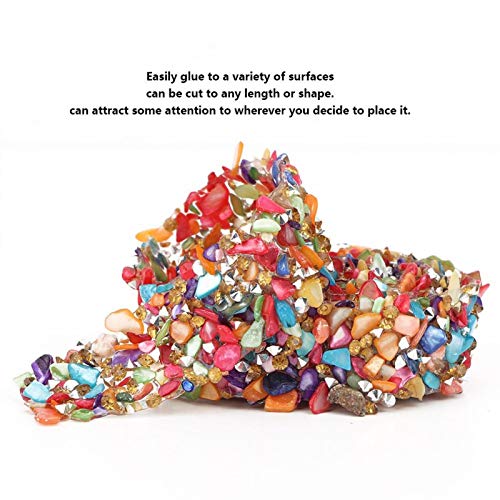 39inch Kleurrijke Stone Trim Flat Stof Lint Strijkijzer op Patch Kunststeen Stone Kralen Strijkijzer op Applique Ketting Verfraaiing Naaien voor DIY Craft (3,5cm Multi-Color Stones Tape)