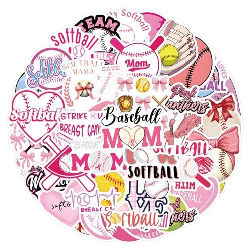 Softbalstickers voor jongeren en volwassenen, 50 stuks, softbal, vinyl stickers, set, auto, motorfiets, fiets, skateboard, snowboard, bagage, laptop, koffer, roer, motorfiets, computer 3