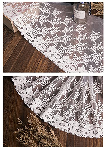 1 Yard Vintage geborduurde Kant Rand Decoratie Lint Decoratieve Tape Lace Stof voor het naaien van bruid Veilen Petticoats Trouwjurk bruidsdecoratie 32cm brede, een witte