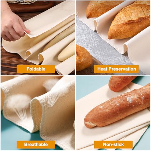 2 stukken linnen doek, 150 x 60 cm, bakkerslinnen, deegdoek, linnen doek voor brood, bakkersdoek, gebakdoek, natuurlijk linnen, brood, bakken, toebehoren, voor fermenteren, brood, baguette, brood 3