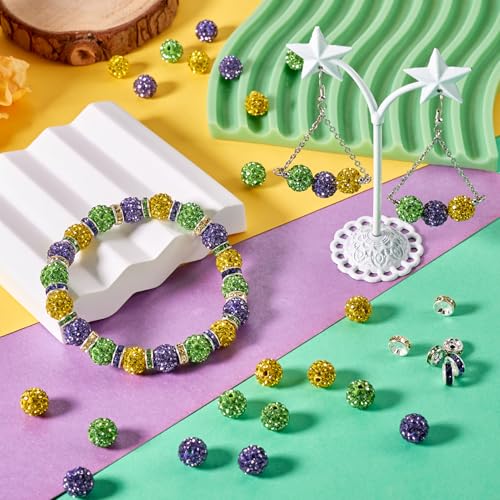120 st. 10mm klei Strass Kralen Groen Geel Paars Rond Disco Ball Kralen Crystal Rondelle Spacers voor sieraden maken Mardi Gras Party Decoratie