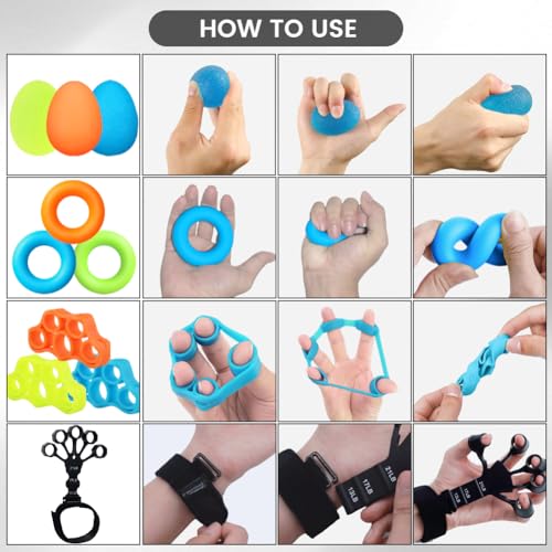 Handtrainer, Finger Trainer, Handtrainer, Finger Trainer, Handtrainer, 3 weerstandsniveaus, Set voor Klimmen, Gitaar en Piano 3