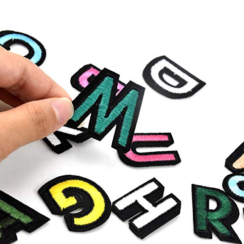 52 stuks Alfabet A-Z stof Patches voor kleding strijkijzer op ijzer op ijzer op naaien geborduurd voor jasjes Jeans tassen hoeden schoenen DIY multi-kleur 3