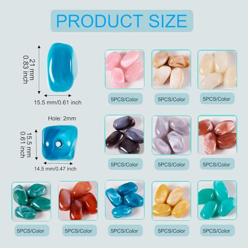 55 st Twist Oval Resin kralen Nuggets gemengde kleur Opaque Spacer kralen onregelmatige hars kralen voor DIY ketting armband oorbellen sieraden Mak 4