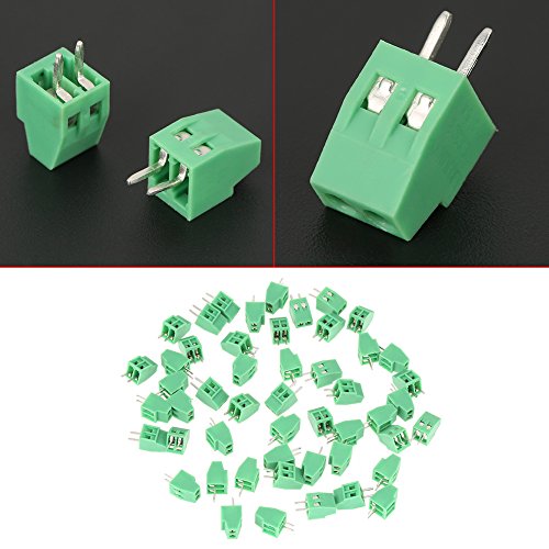 50Stuks 2Pin PCB Schroef Terminal Block Connector Groen Terminal Block Connector Assortiment Kit 2.54mm/1.1 Inch