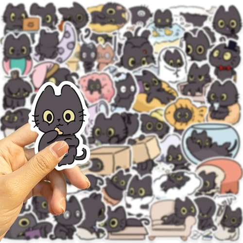 Zwarte Kat Stickers voor tieners Volwassenen 50 stuks Waterdichte Vinyl Sticker Set Auto Motorfiets Fiets Skateboard Snowboard Bagage Laptop Koffer Helm Motorfiets Computer