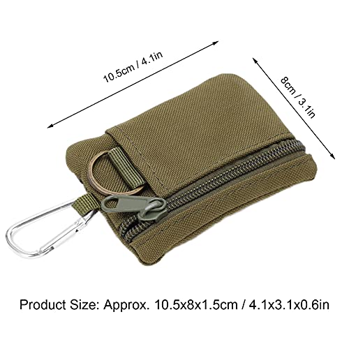 Molle Pouch Klein, Buiten Holster Militair Molle Wallet, Mini Draagbaar Key Card Case EDC Pouch Bag Portemonnee met Carabiner (Vegetabel)