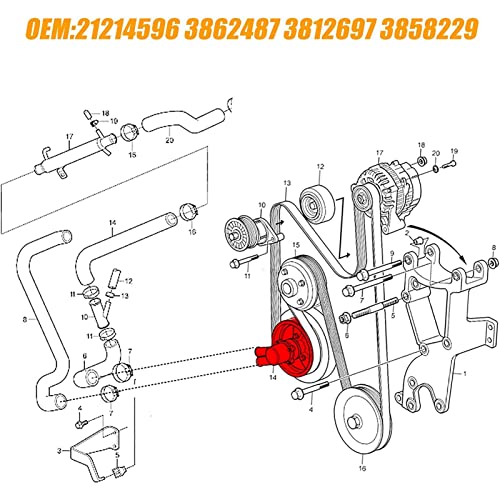 Zeewaterpomp, Boot Motor Waterpomp met V-Belt Pulley Boot Vervanging Delen 21214596 voor 4.3GL 5.0GL 5.7GL Motoren 5