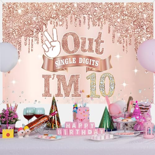 10e verjaardag meisje decoratie, 10e verjaardag Banner Rose Gold, 10e verjaardag stof sign poster, 10e verjaardag achtergrond Banner meisje verjaardag feest decoratie