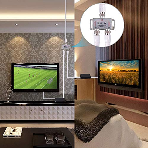 2-weg TV radio, F plug, adapter, kabel, antenne, distributeur, SAT splitter, metaal TV distributeur incl. adapter + 2 x kabel + 2 x F-stekker op coaxiale stekker + 3 x F-connector aan 4