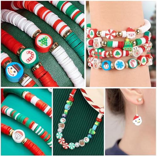 Set van 960 kerstkralen voor kinderarmbanden, strikkralen van polymeerklei voor het maken van sieraden, oorlogen, kerstcadeaus, knutselen, knutselen 4