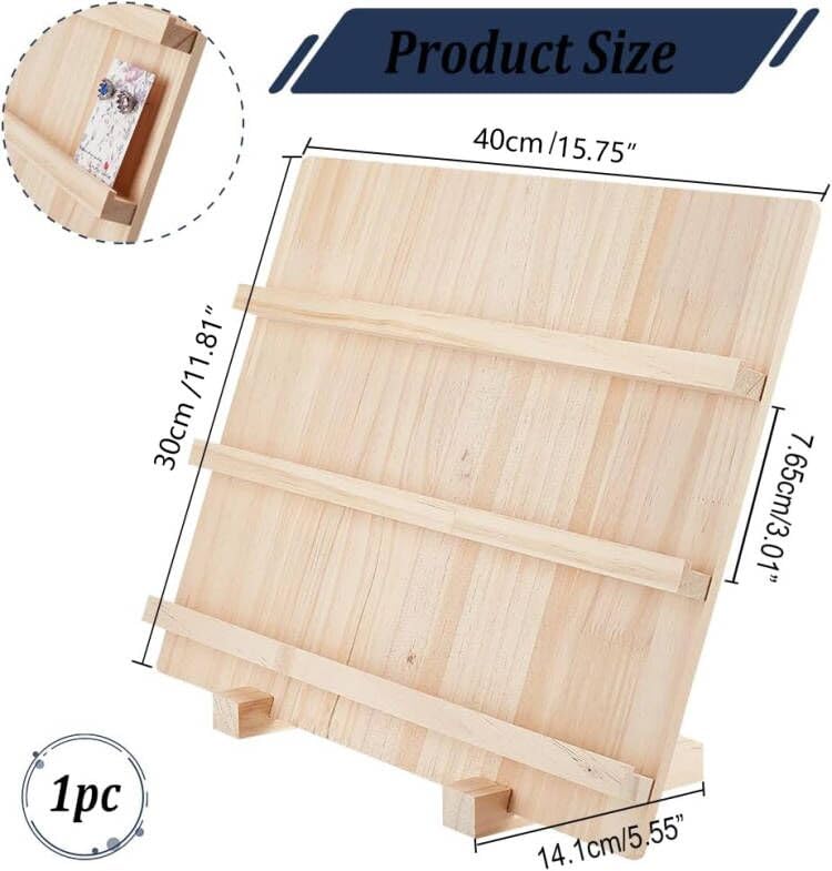 Houten oorbellen Display Stands, 3 Lagen sieraden oorbellen Displayhouder Houten oorbellen Kaarthouder Afbeeldingen Business Cardhouder Weergave met basisstandaard voor thuiskantoor, Retail, 30 x 14.2 x 31.2cm 3