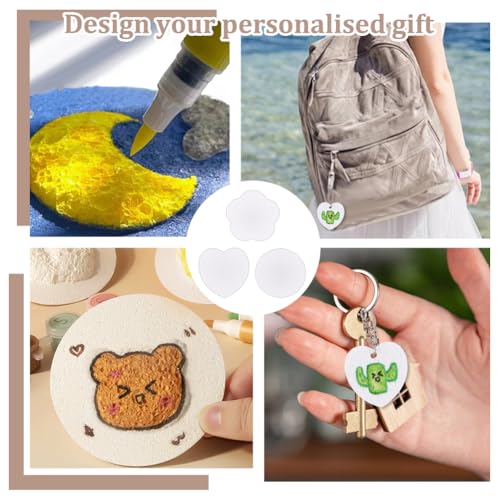 24 Set van 3 stijlen DIY textuur kunst tekenpapier, 3D schilderset van magisch schuim met ijseren bal hangerkettingen en kunststof drupelaars om te schilderen kunsthandwerk, papier met 5