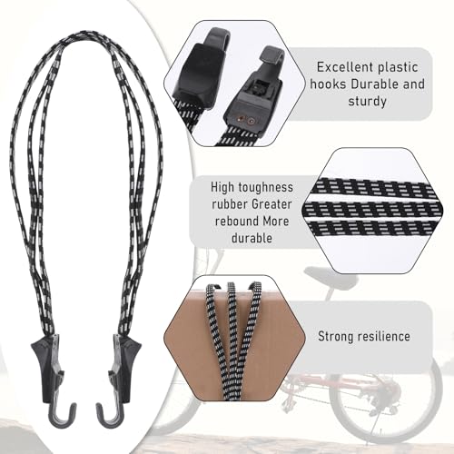 Set van 2 fietsriemen met haken, verstelbare fietsriemen voor bagagehouders, elastische fietstouw, bagagepantser, fietshaakband voor kamperen, bagagerek, motor 4