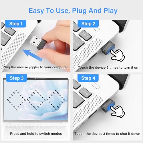 Mouse jiggler, niet-herkenbare USB muis mover met USB-C adapter converter, simuleert bewegingen om te voorkomen dat de laptop overschakelt naar de slaapmodus, driver-free, plug and play